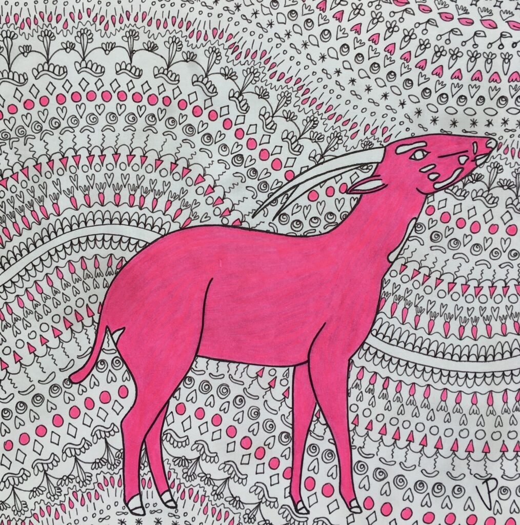 Saola on a floral background