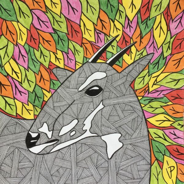 Saola on a colorful background
