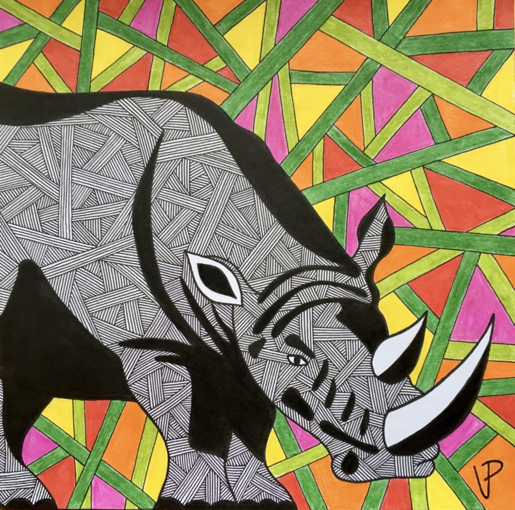 Rhino in Zambia illustration
